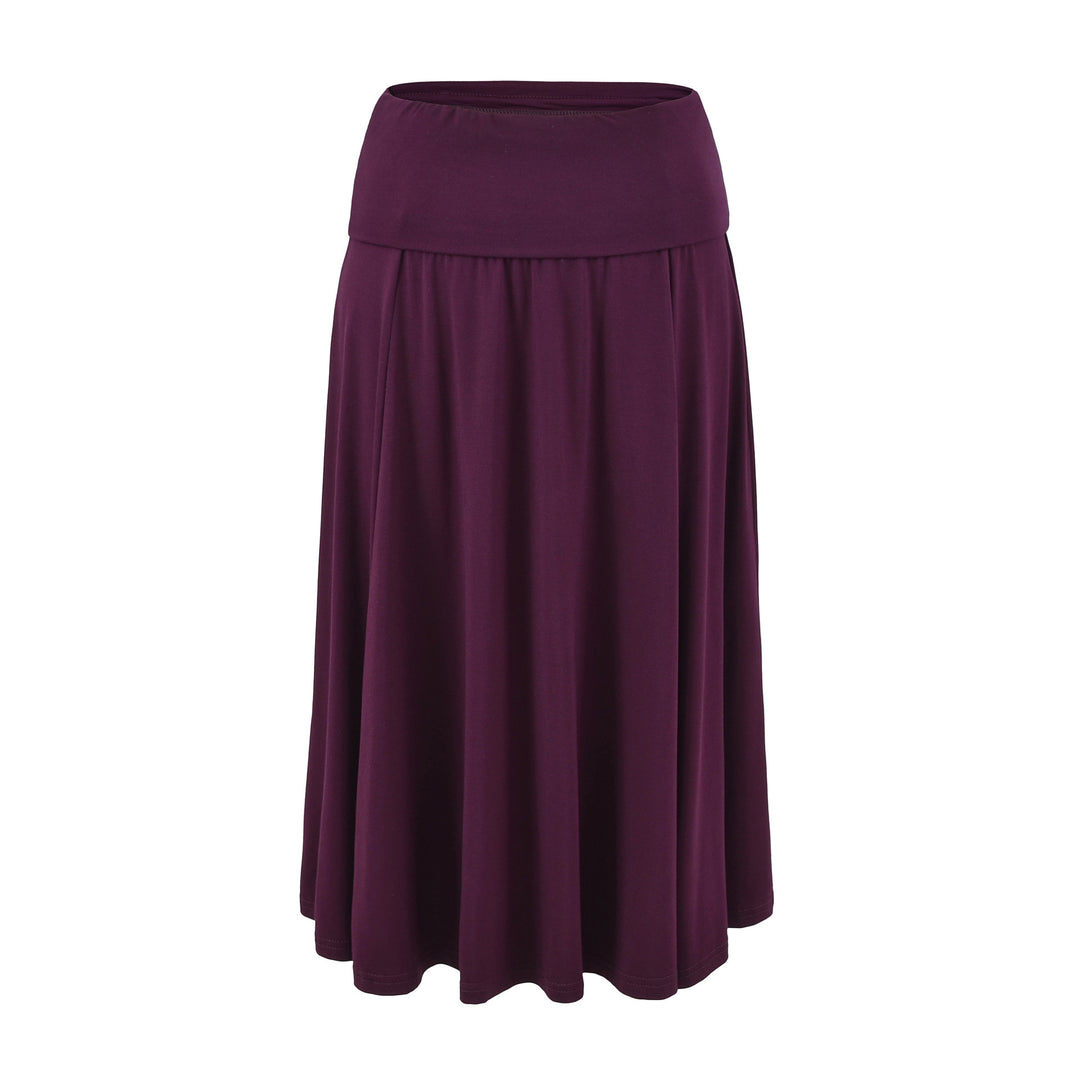 Women's Soft Jersey Maxi Skirt with Foldable Waistband and Flowing A-Line