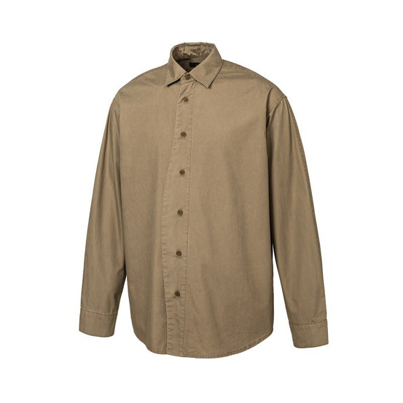 Men's Loose Oversized Shirt made of Cotton Twill with Spread Collar and Relaxed Fit Mune Fashion