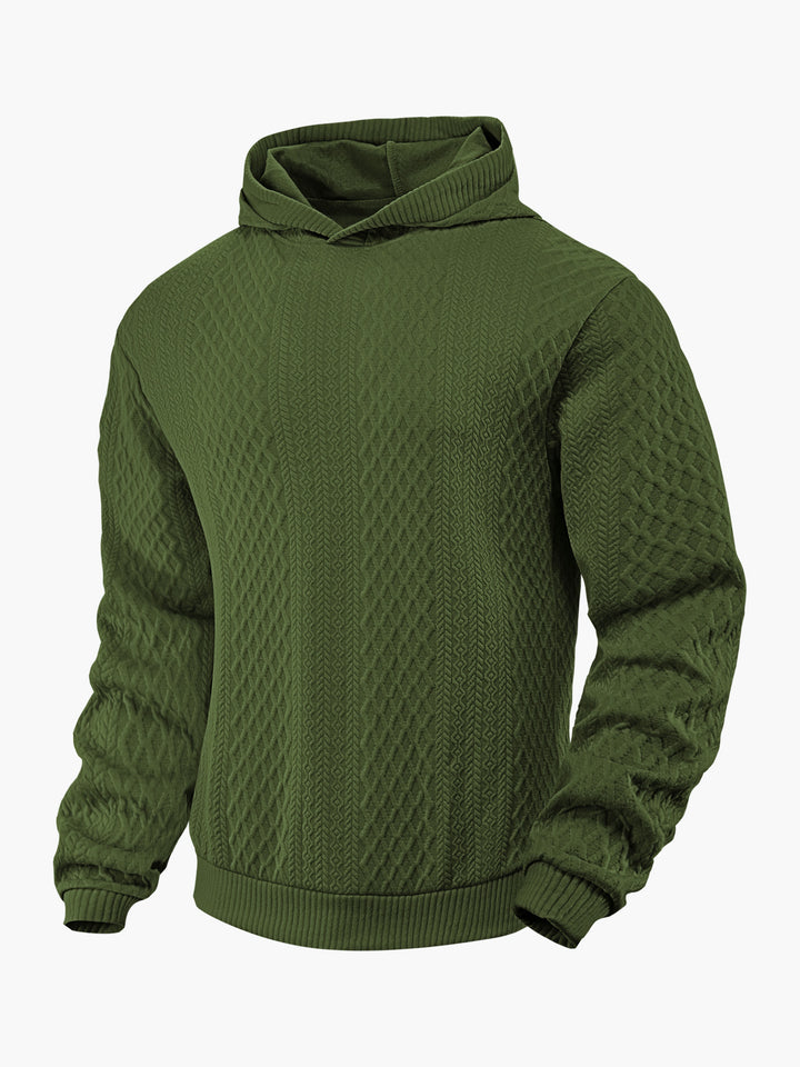 Men's structured funnel neck pullover with hood and honeycomb jacquard Mune Fashion
