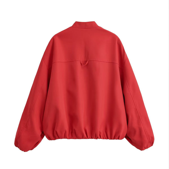 Women's Oversized Kimono Blouson with Open Front, Balloon Sleeves and Elastic Hem Mune Fashion
