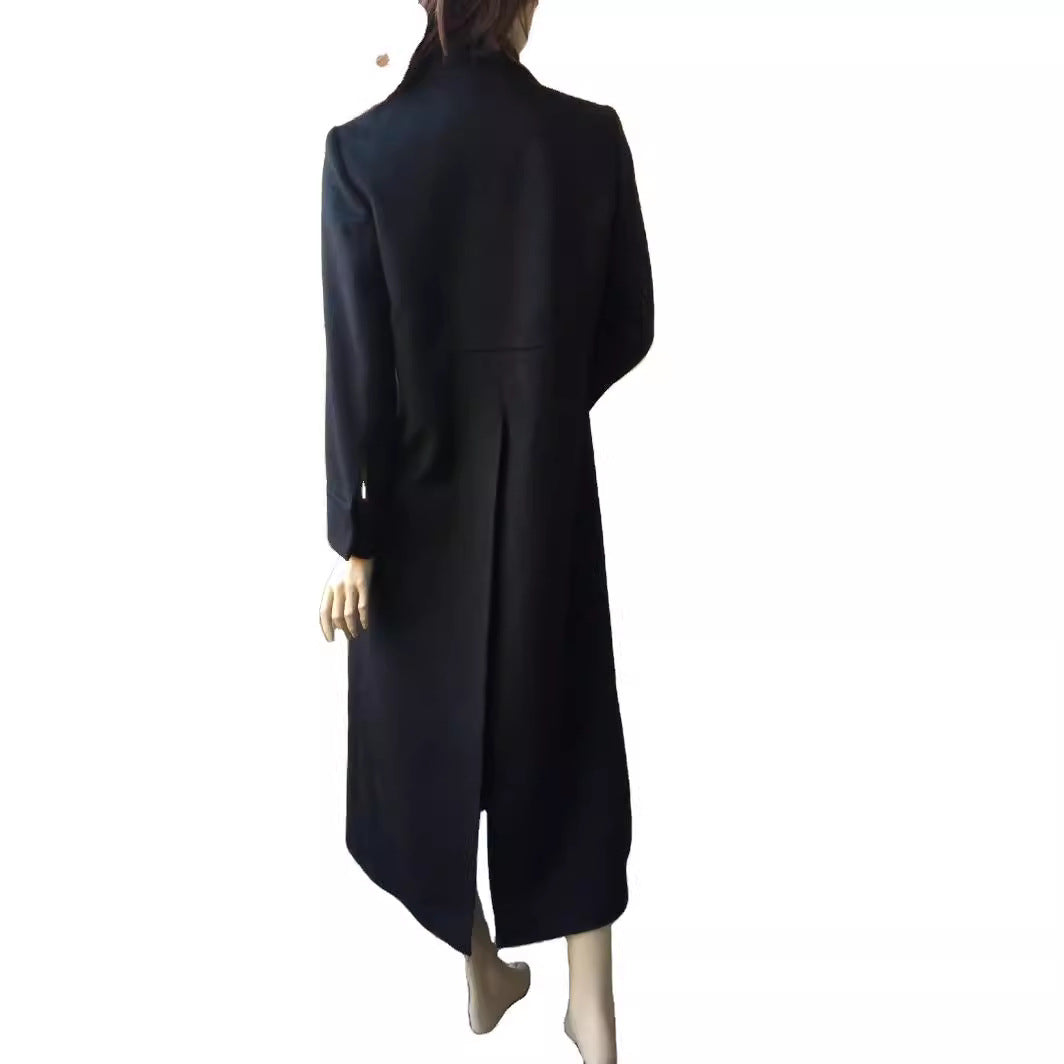 Ladies Floor-Length Single-Breasted Coat with Split and Tailored Silhouette Mune Fashion