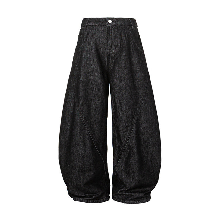 Women Wide Harem Denim Pants with High Waist and Balloon-Shaped Leg Mune Fashion