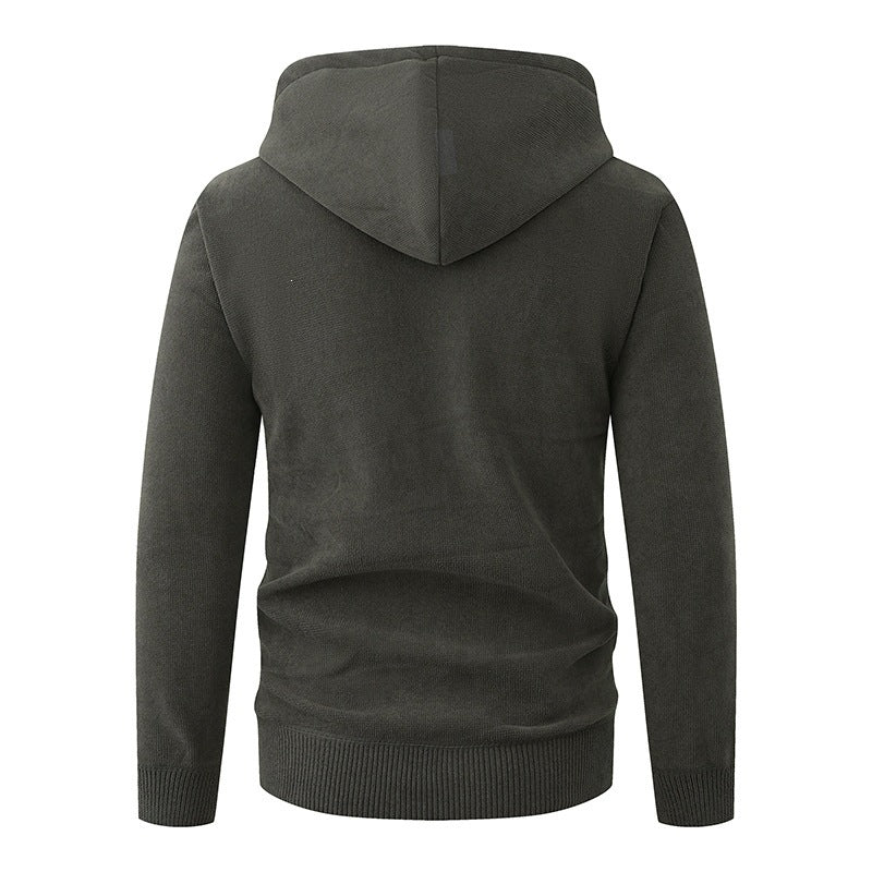 Men's Hooded Fleece Jacket with Full Zip and Ribbed Cuffs Mune Fashion