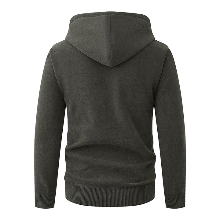 Men's Hooded Fleece Jacket with Full Zip and Ribbed Cuffs Mune Fashion