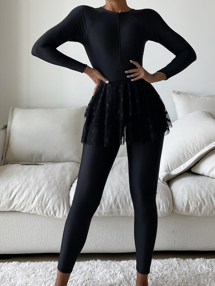 Ladies Sporty Swimsuit with Flared Skirt Mune Fashion