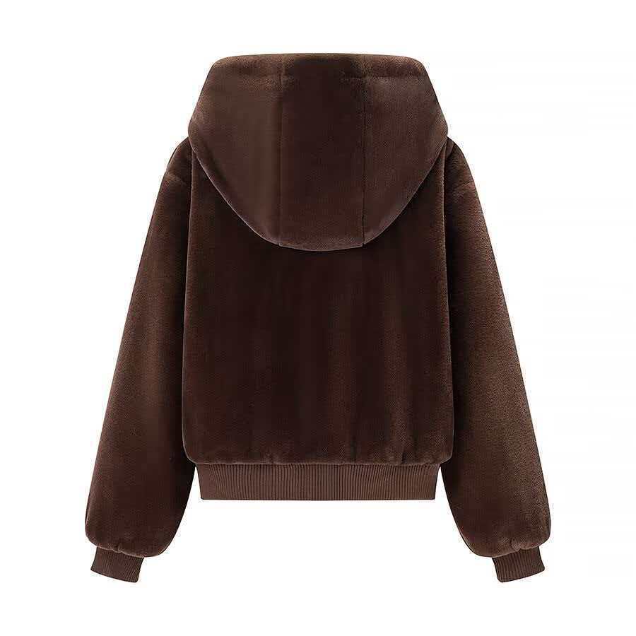 Ladies reversible hooded blouse with plush and fleece side Mune Fashion