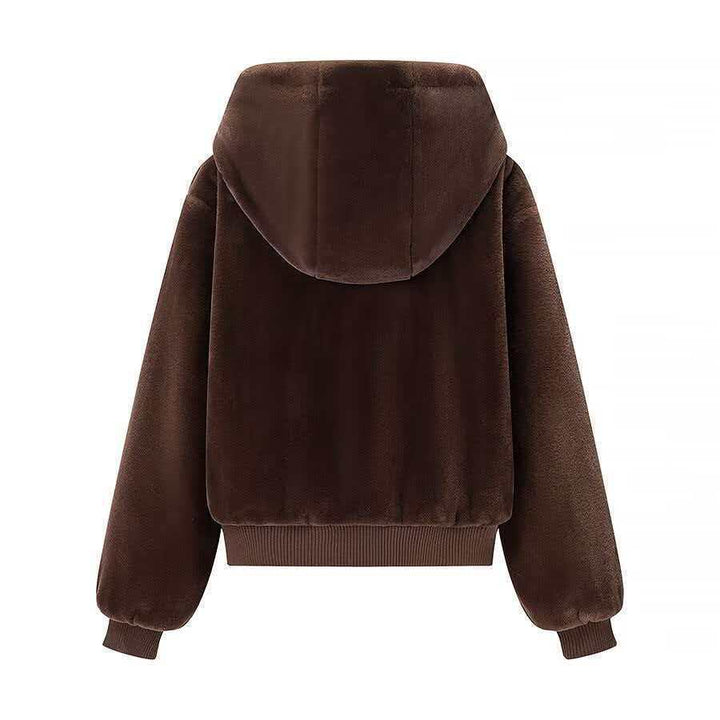 Ladies reversible hooded blouse with plush and fleece side Mune Fashion