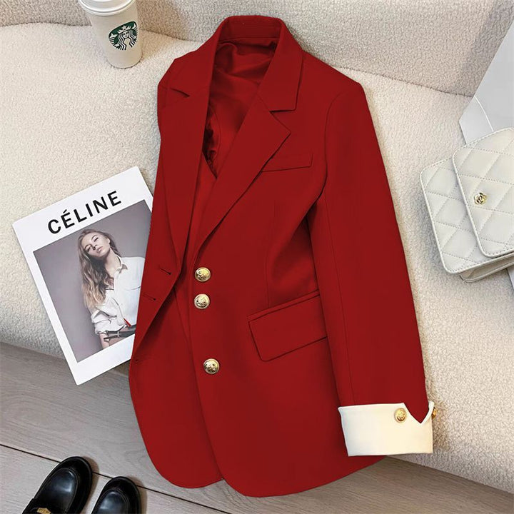 Women Elegant Blazer with Golden Buttons Mune Fashion