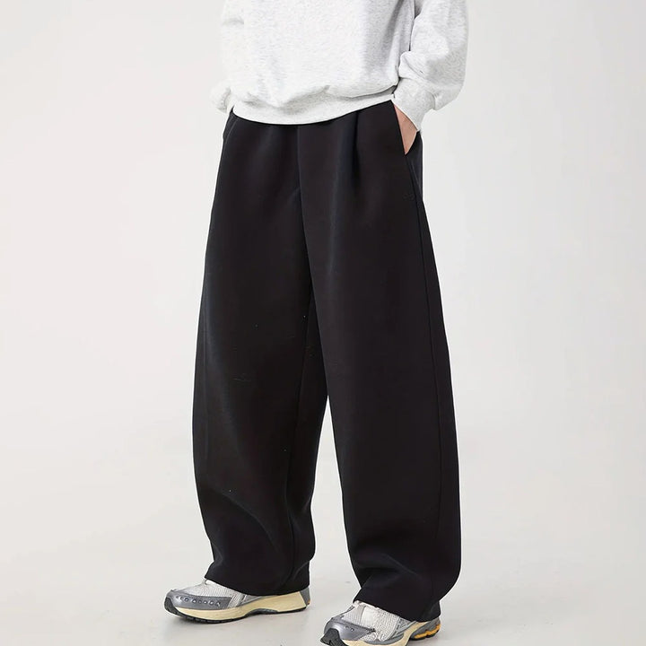 Women's Wide-Leg Relaxed Pants with High Comfort Waistband, Side Pockets and Soft Fleece Lining Mune Fashion