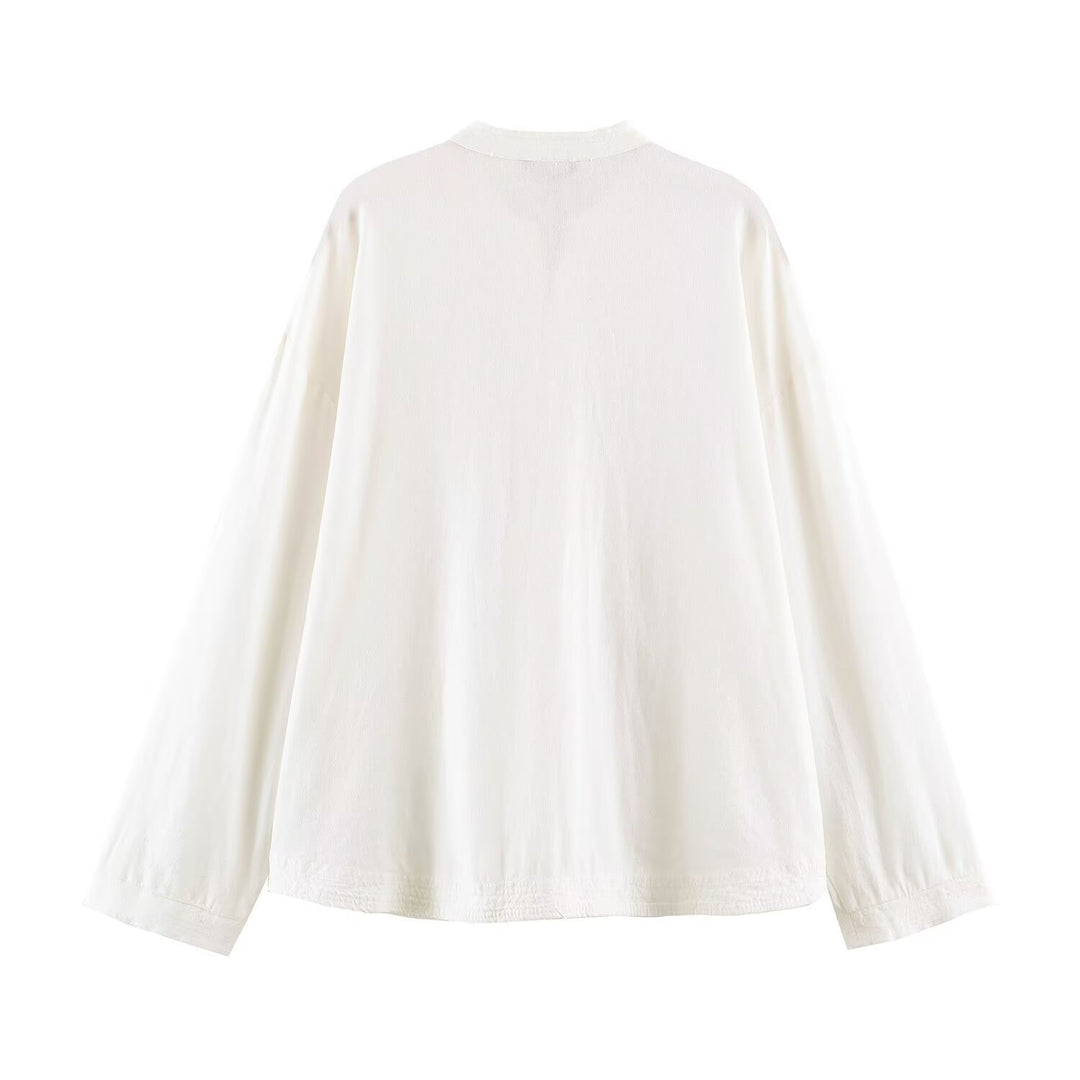Men's Loose Tunic Shirt with Mandarin Collar and Traditional Knot Closures Mune Fashion