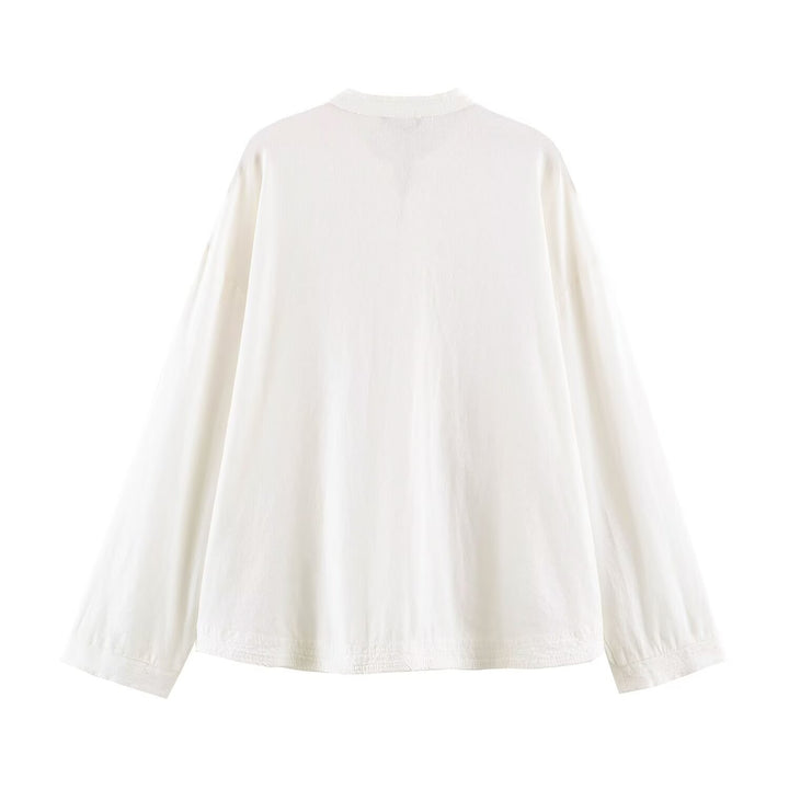 Men's Loose Tunic Shirt with Mandarin Collar and Traditional Knot Closures Mune Fashion