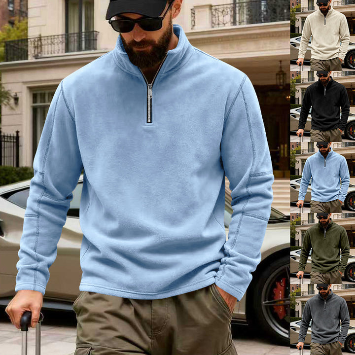 Men's half-zip fleece pullover with stand-up collar, reinforced seams and travel-optimized cut Mune Fashion