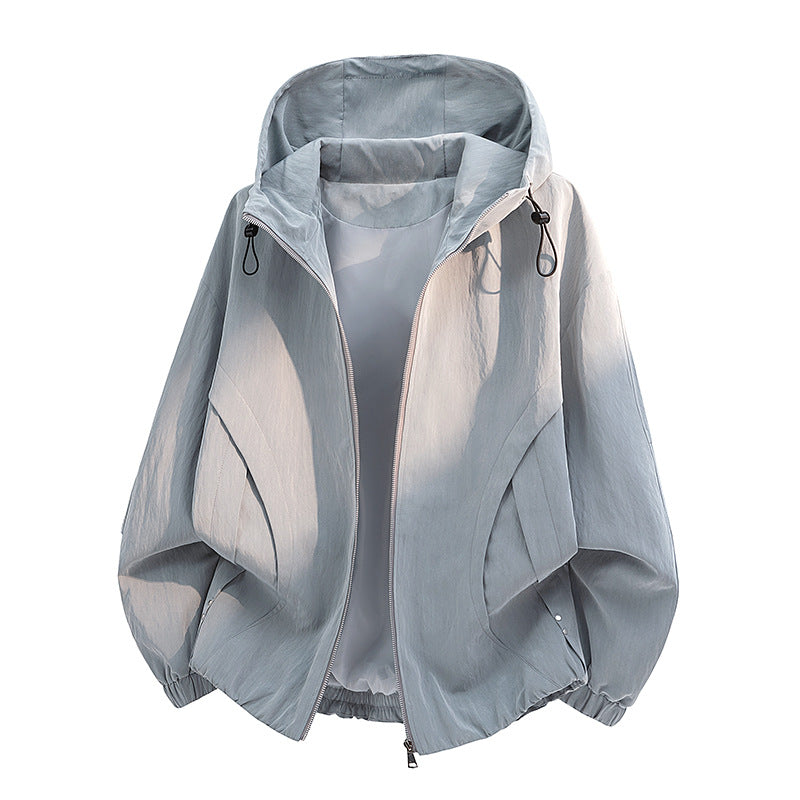 Unisex windproof oversized hooded jacket made of microfiber with elastic hem Mune Fashion