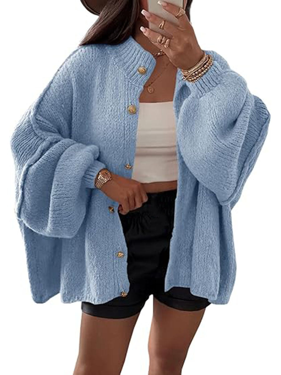Women's Fluffy Cardigan with Dropped Shoulders Mune