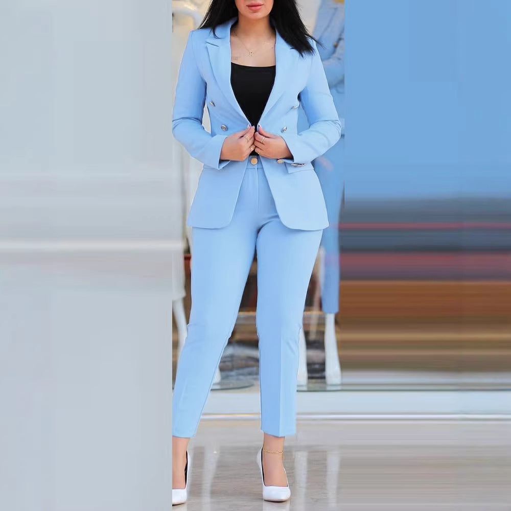 Women's Tailored Two-Piece Blazer with Slim-Fit Trousers in Business Style Mune Fashion