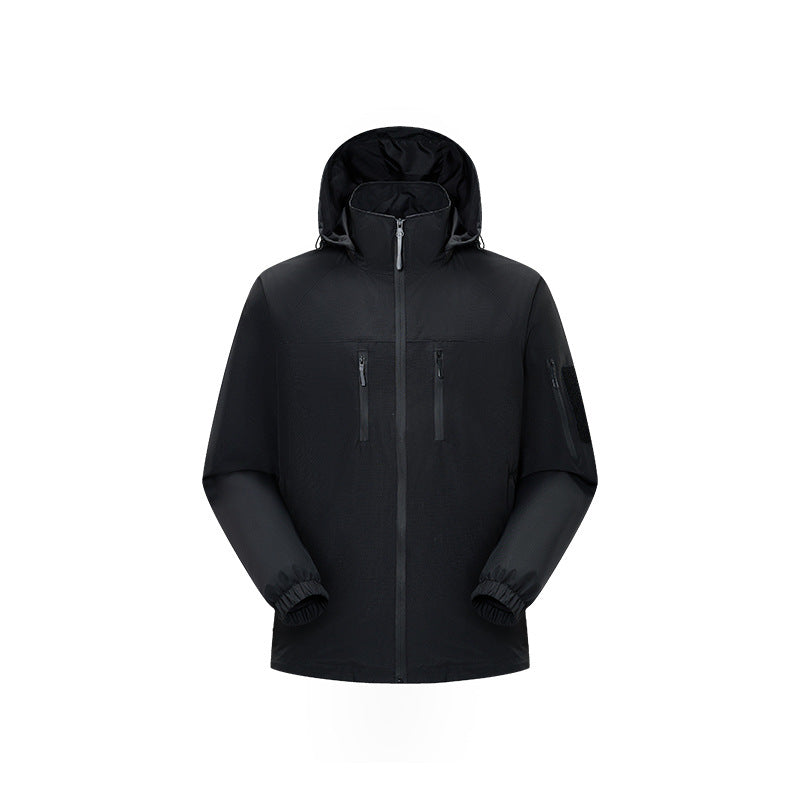 Men's technical, wind- and water-repellent hooded jacket with chest zip pockets and sleeve utility pocket Mune Fashion