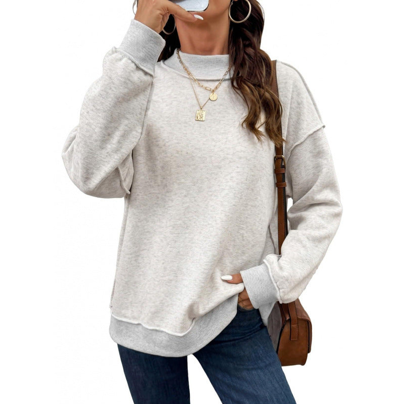 Women's Oversize Sweatshirt with Stand-up Collar, Raglan Sleeves and Ribbed Cuffs Mune Fashion