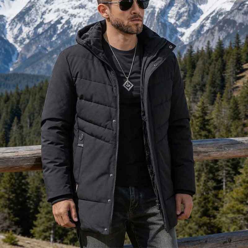 Men's Practical Winter Jacket with Hood and Noble Quilted Details Mune Fashion