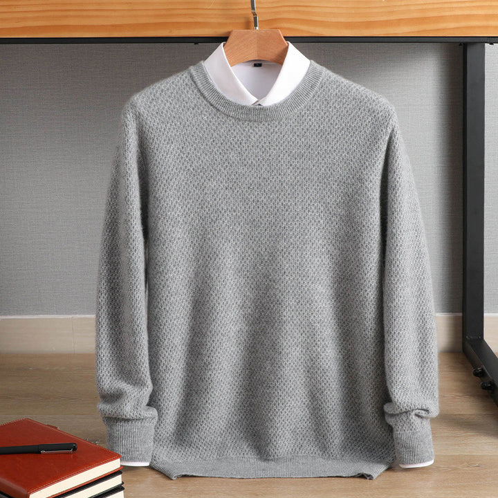 Men's classic round neck sweater made of cashmere-like wool blend with fine texture Mune Fashion