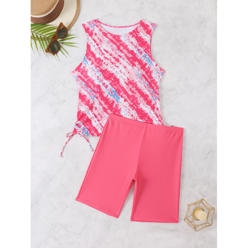 Women's sporty swimsuit top with flexible side ties and matching shorts Mune Fashion