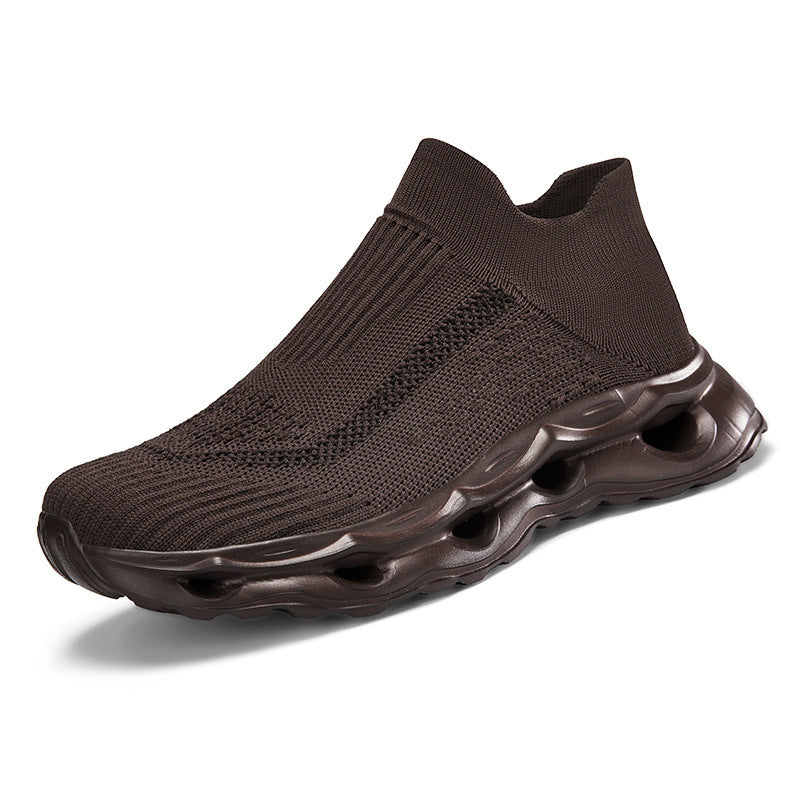 Unisex nan sock-like knitted slippers with perforated hollow chamber cushioning Mune Fashion