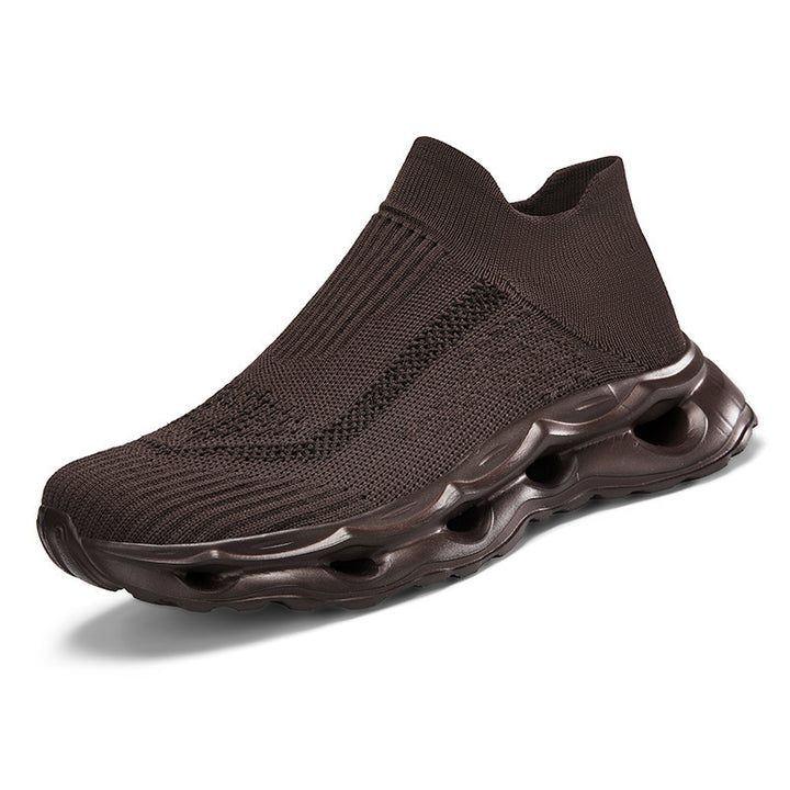 Unisex nan sock-like knitted slippers with perforated hollow chamber cushioning Mune Fashion