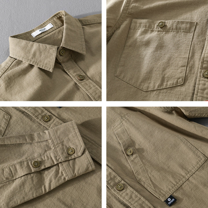 Men's lightweight shirt jacket overshirt made of cotton twill with asymmetrical chest pocket and loose fit Mune Fashion