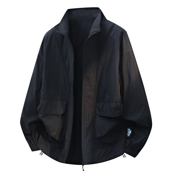 Unisex Oversize Light Windbreaker with Drawstring, Flap Pockets & Elastic Cuffs Mune Fashion