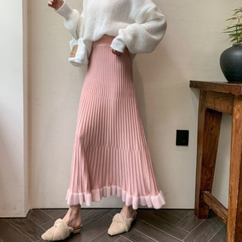 Women's Elegant Pleated Skirt with Ruffles Mune Fashion