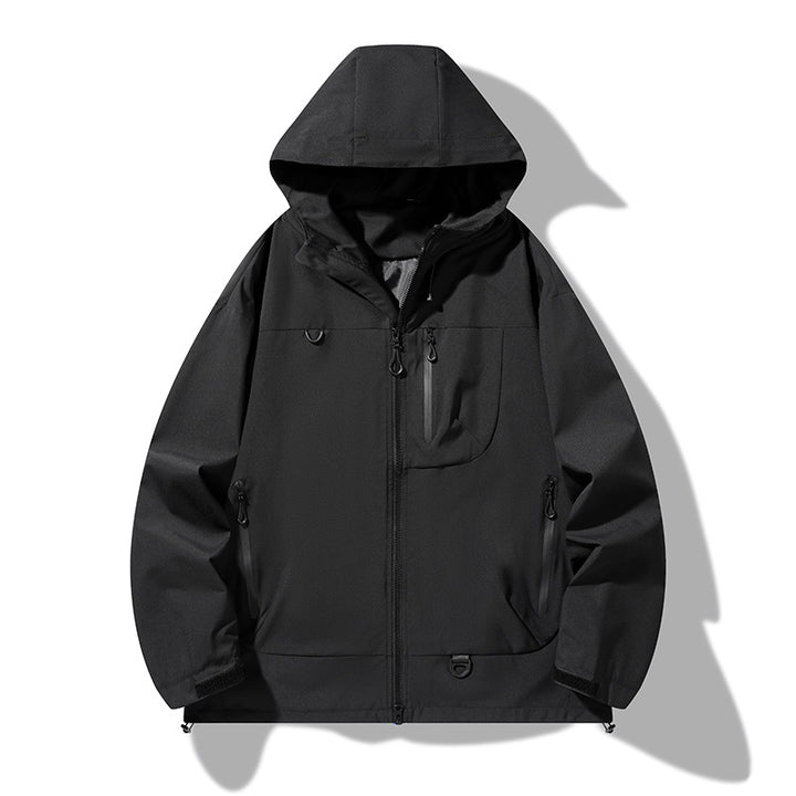 Men's nano waterproof softshell hooded jacket with welded seams, concealed chest pocket, and adjustable hem Mune Fashion