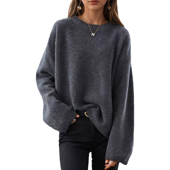 Women's casual oversized knitted pullover with round neckline and dropped shoulder Mune Fashion
