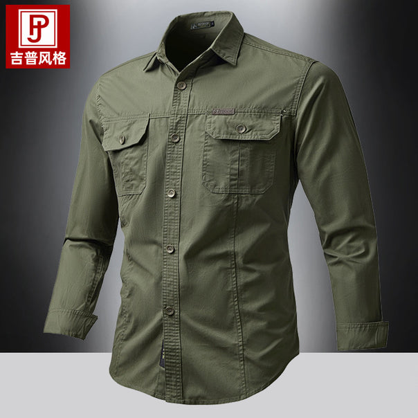 Men's shirt jacket made of durable cotton twill with reinforced chest pockets Mune Fashion