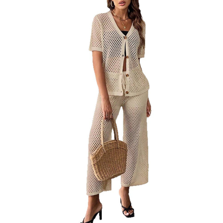Women's airy mesh set with button-up cardigan Mune Fashion