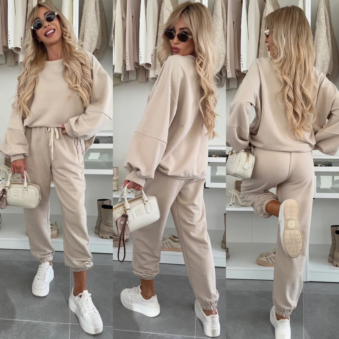 Women Oversized Loungewear Set made of soft brushed sweat with drawstring joggers and relaxed pullover Mune Fashion