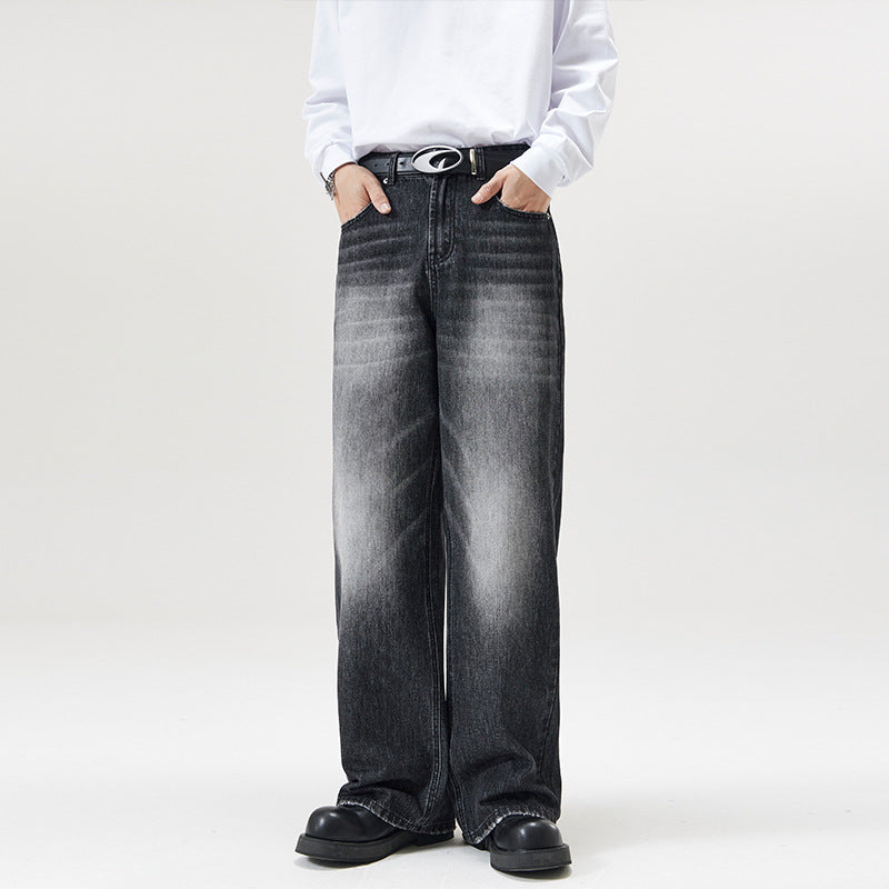 Men's Wide Jeans in Loose Fit with High Waist and Used Effect Mune Fashion
