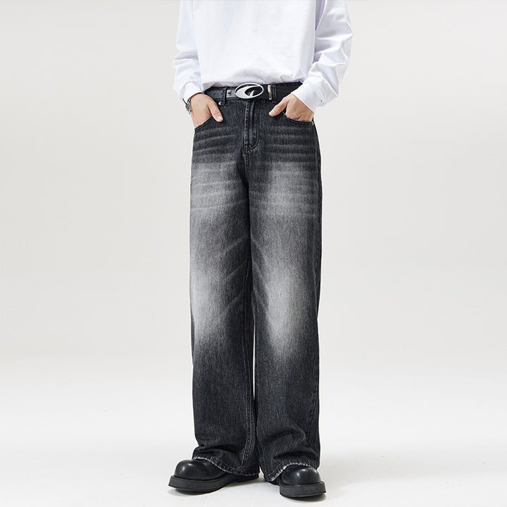 Men's Wide Jeans in Loose Fit with High Waist and Used Effect Mune Fashion