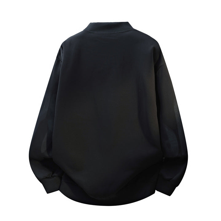 Unisex Oversize-Round-Neck-Sweatshirt with Stand-Up Collar, Abstract Print & Ribbed Cuffs Mune Fashion