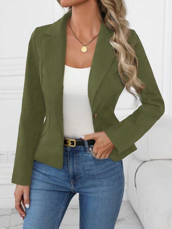Women's fitted single-button blazer with lapel collar and flap pockets Mune Fashion