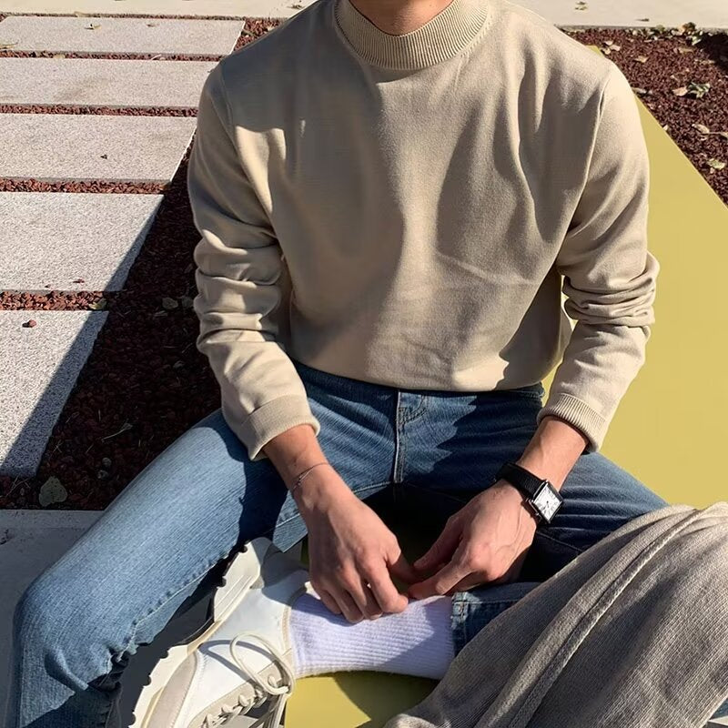 Men's Elegant Pullover with Mock-Neck Mune Fashion
