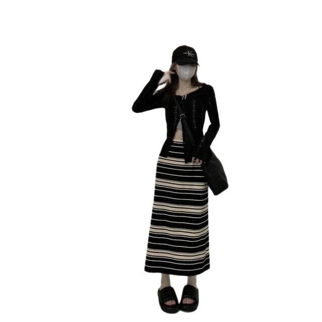 Ladies Long Striped Maxi Skirt Mune Fashion