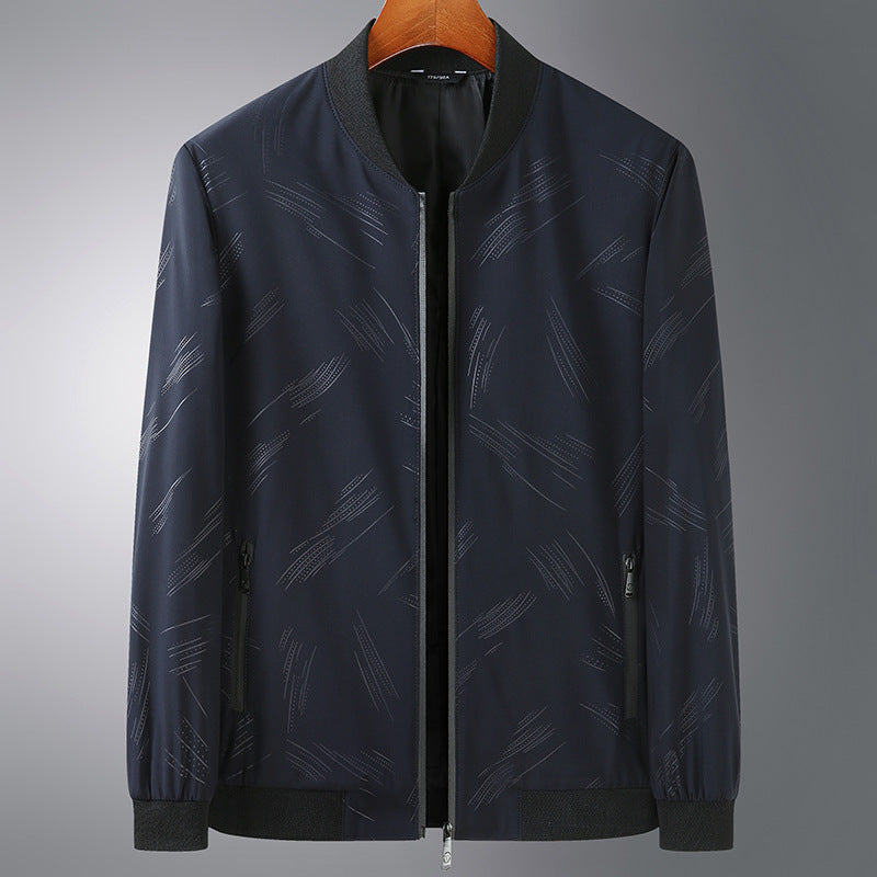 Men's Lightweight Bomber Jacket with subtle texture print, wind-resistant and zipper Mune Fashion