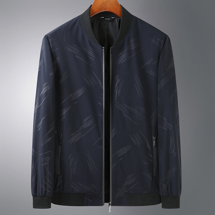 Men's Lightweight Bomber Jacket with subtle texture print, wind-resistant and zipper Mune Fashion