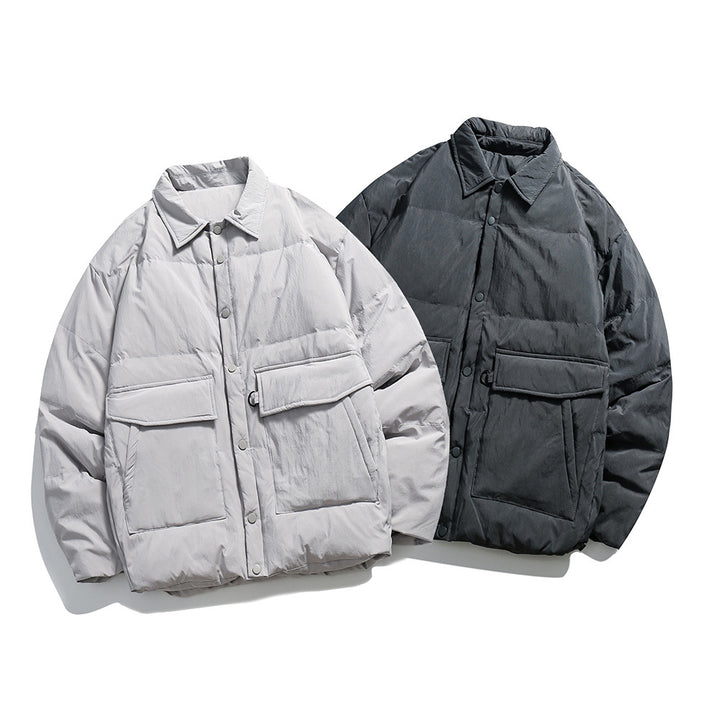 Unisex Boxy padded shirt jacket with large flap pockets and snap button closure Mune Fashion