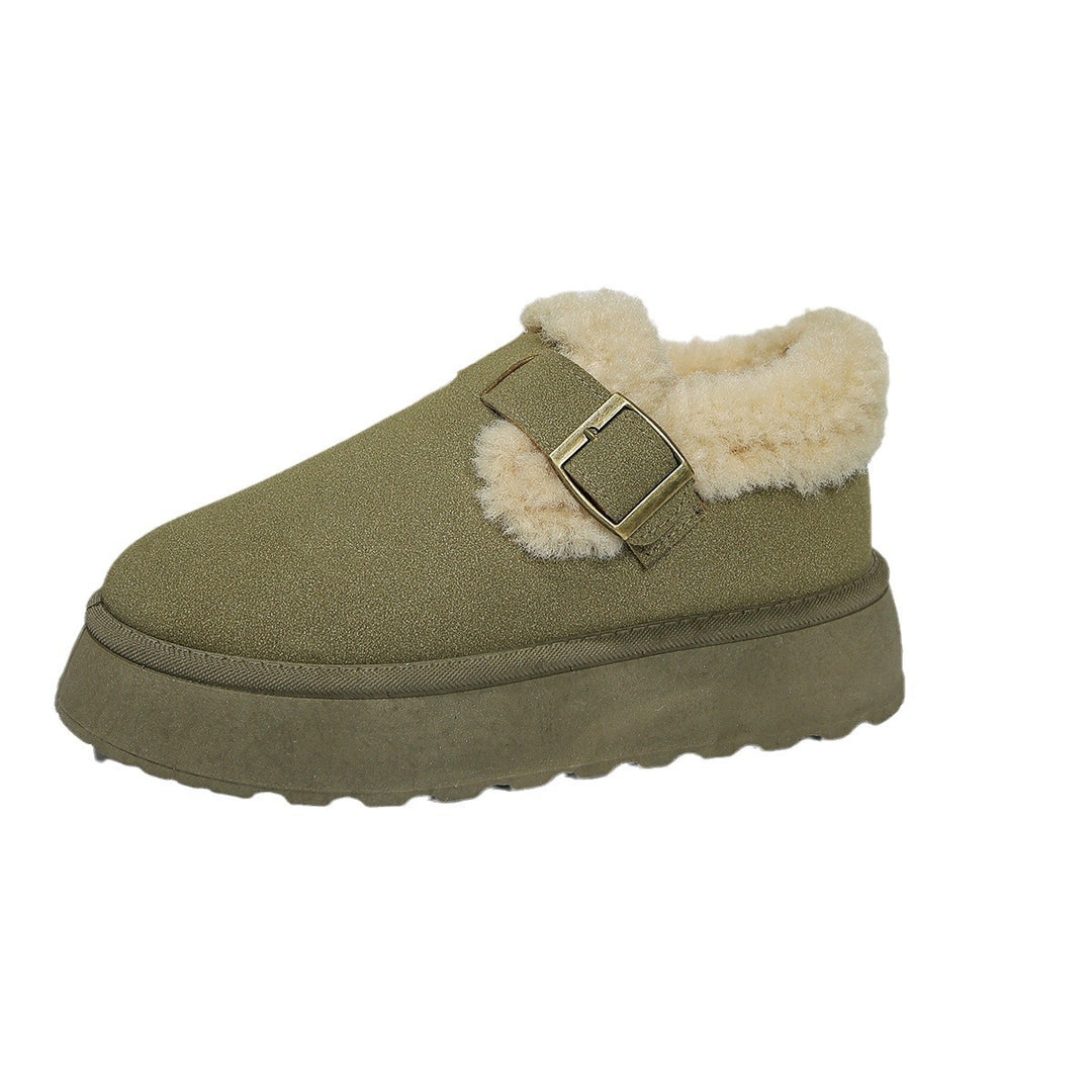 Women's Insulated Platform Slippers with Faux Fur Lining and Adjustable Buckle Strap Mune Fashion