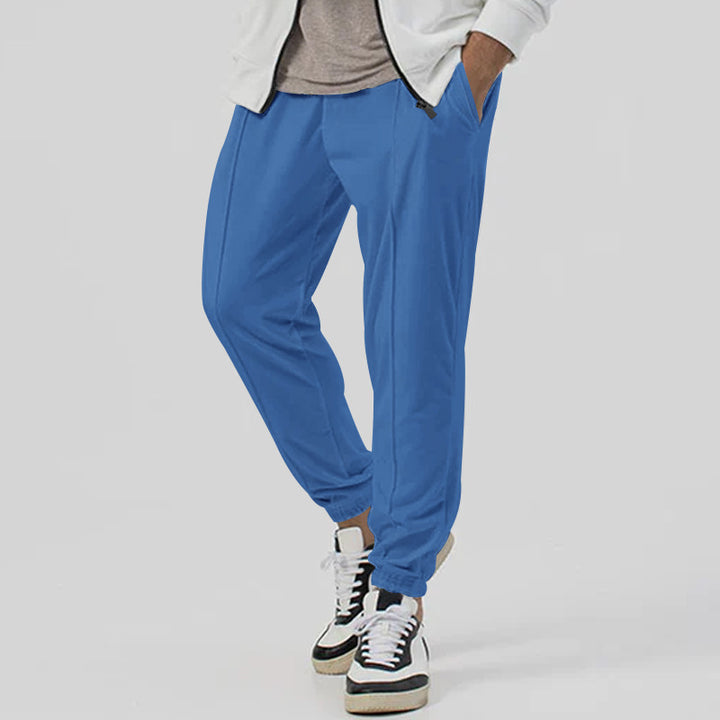 Men's tapered jogging pants in linen look with crease and cuff Mune Fashion