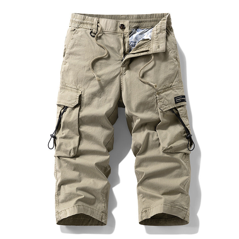 Herren knielange Cargo-Hose mit elastischem Komfortbund, Tunnelzug und Multifachtaschen Mune Fashion