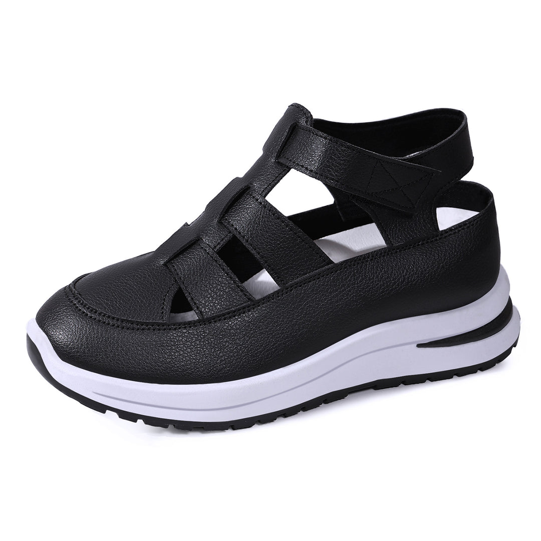 Women's nan closed fisherman sandals made of synthetic leather with Velcro closure and cushioned platform outsole Mune Fashion