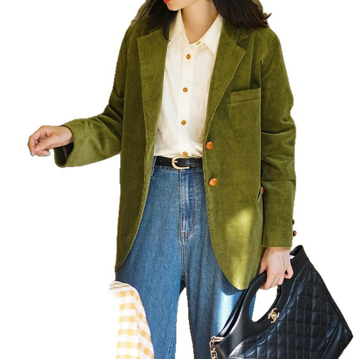 Women Elegant Velvet Blazer with Button Detail Mune Fashion