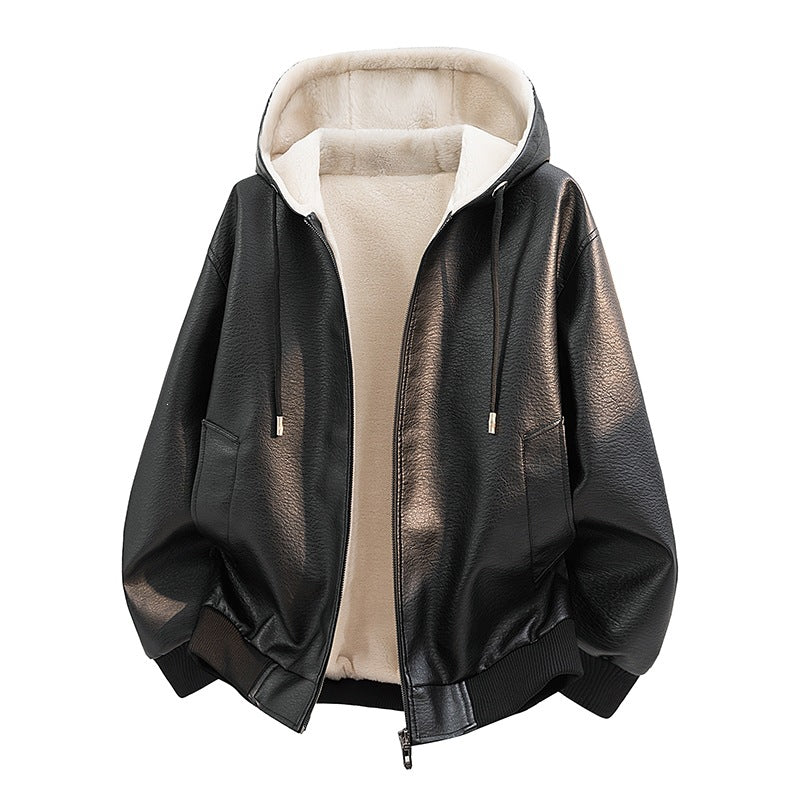 Ladies Fashionable Faux Leather Jacket with Teddy Lining Mune Fashion