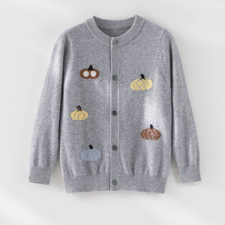 Women's cardigan with intarsia pumpkin motifs, round neckline and button placket Mune Fashion